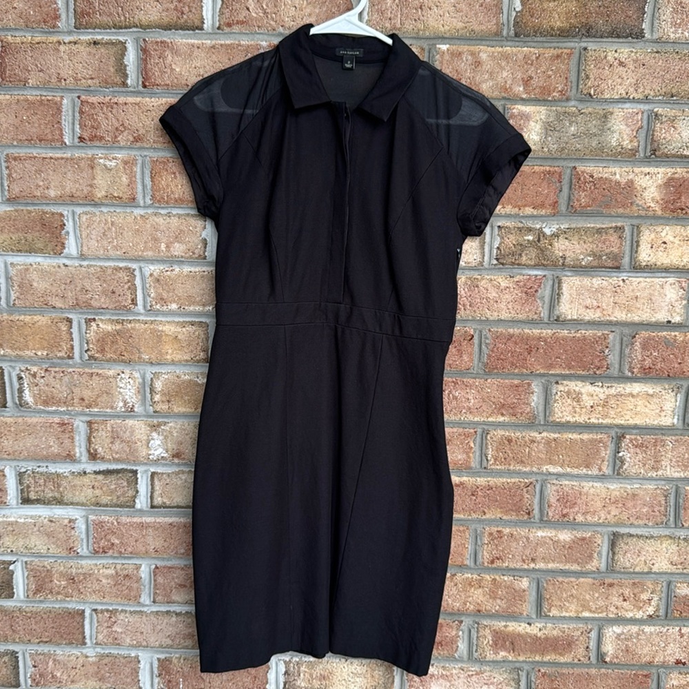 Ann Taylor black dress with mesh shoulder panels. Size 2